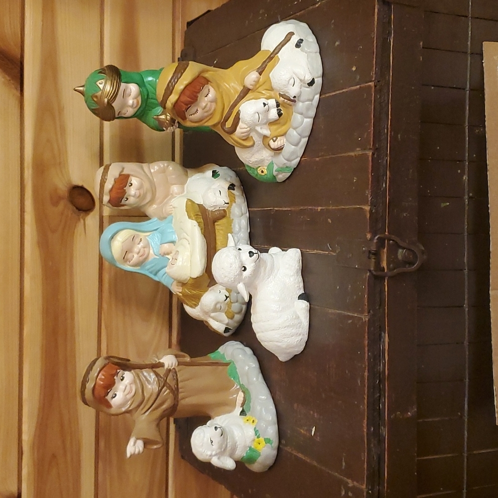 5 Large Vintage Scioto Ceramic Nativity Painted Figurines from 1978